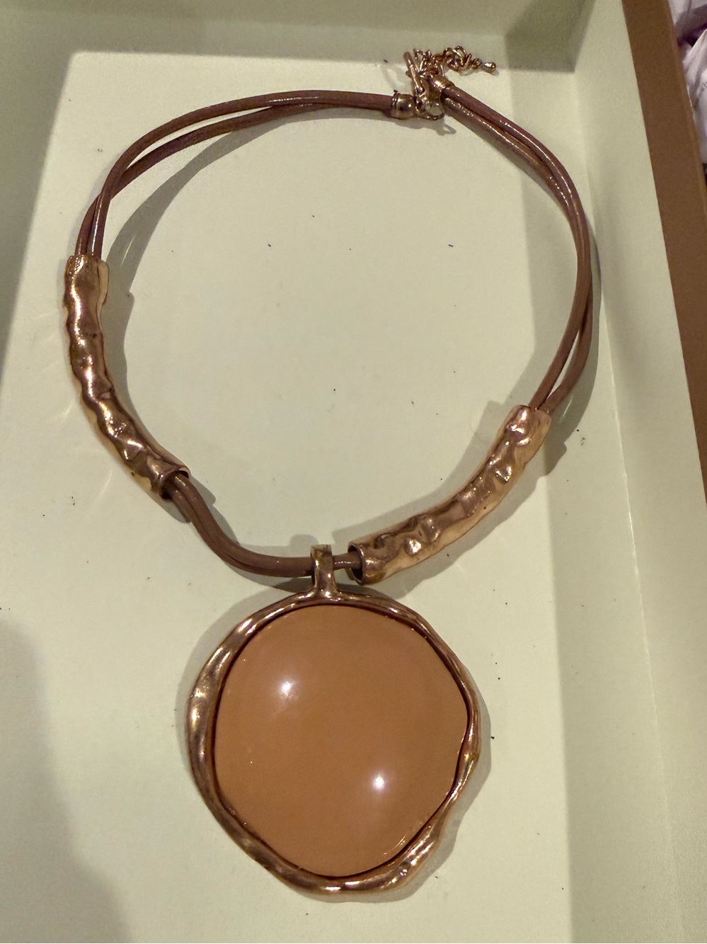 Gold-Tone Brown Pendant Necklace